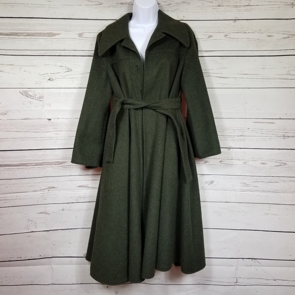 linz loden Jackets & Blazers - LINZ LODEN long wool blend Vintage trenchcoat